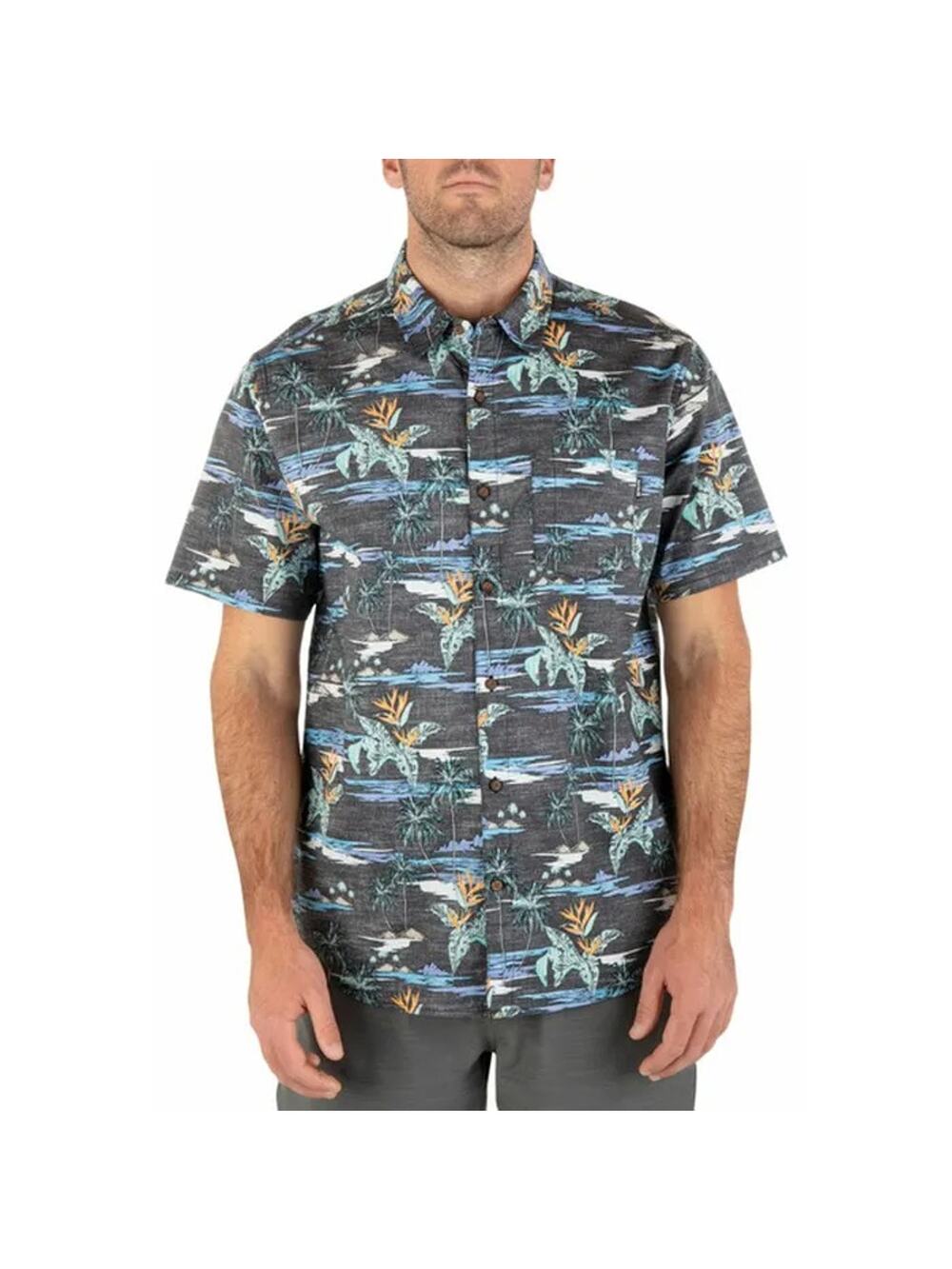 Hurley Mens Small Stone Grey One & Only Lido Short Sleeve Tropical T-Shirt M34-5